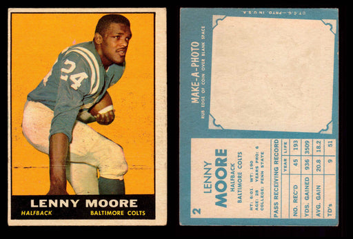 1961 Topps Football Trading Card You Pick Singles #1-#198 G/VG/EX #	2	Lenny Moore (HOF)  - TvMovieCards.com