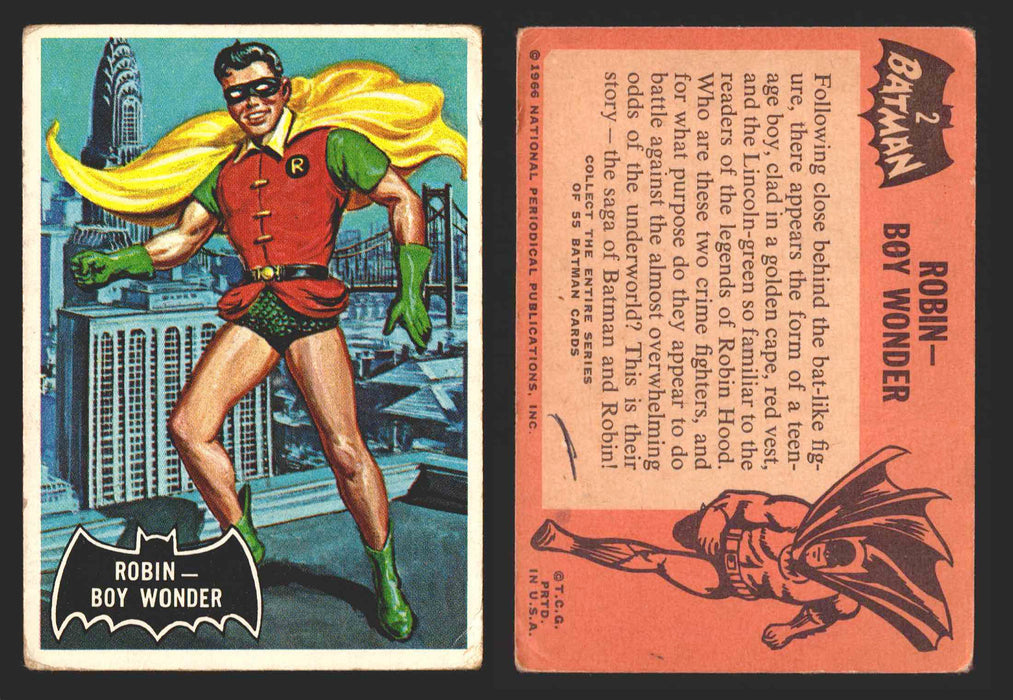 1966 Batman (Black Bat) Vintage Trading Card You Pick Singles #1-55 #	  2   Robin - Boy Wonder  - TvMovieCards.com