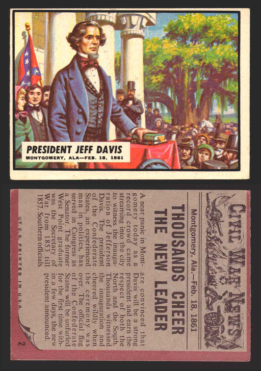 1962 Civil War News Topps TCG Trading Card You Pick Single Cards #1 - 88 2   President Jeff Davis  - TvMovieCards.com