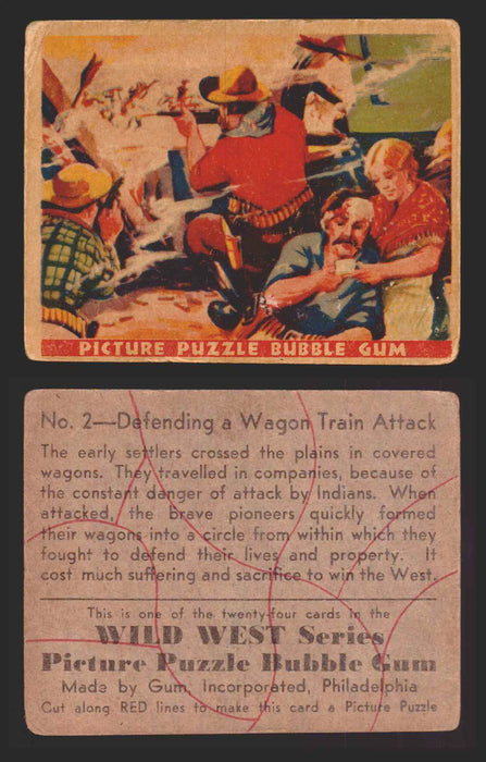 Wild West Series Vintage Trading Card You Pick Singles #1-#49 Gum Inc. 1933 2   Defending a Wagon Train Attack  - TvMovieCards.com