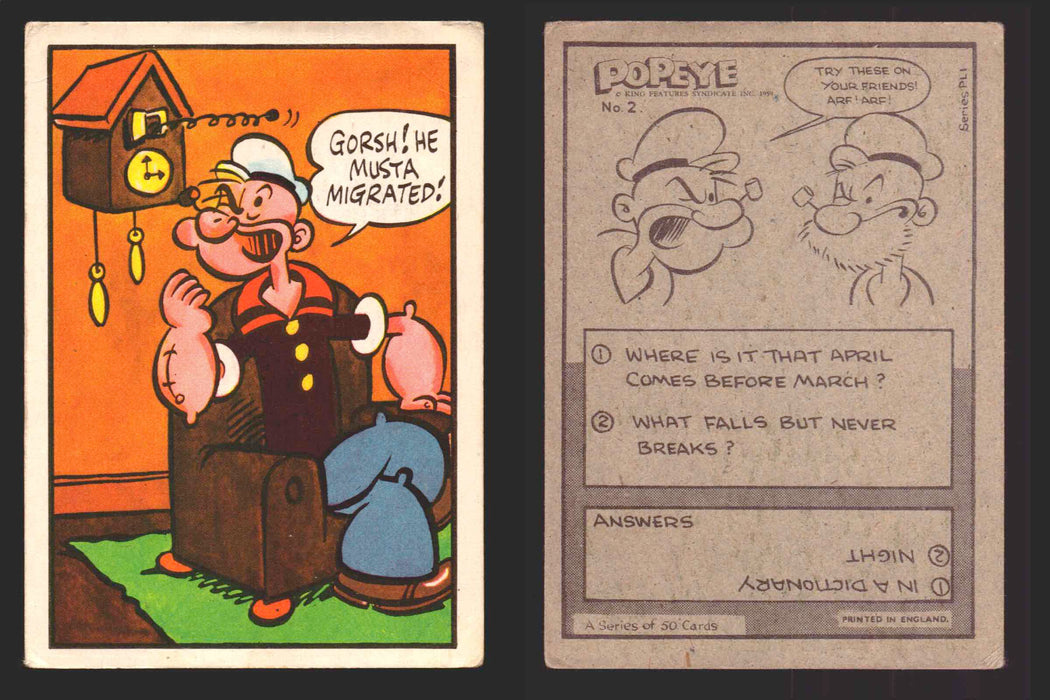 1959 Popeye Chix Confectionery Vintage Trading Card You Pick Singles #1-50 2   Gorsh! He musta migrated!  - TvMovieCards.com