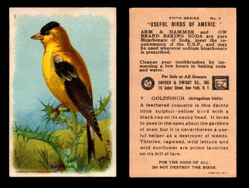 Birds - Useful Birds of America 5th Series You Pick Singles Church & Dwight J-9 #2 Goldfinch  - TvMovieCards.com