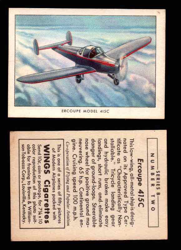 1941 Modern American Airplanes Series B Vintage Trading Cards Pick Singles #1-50 2	 	Ercoupe Model 415C  - TvMovieCards.com