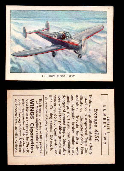 1941 Modern American Airplanes Series B Vintage Trading Cards Pick Singles #1-50 2	 	Ercoupe Model 415C  - TvMovieCards.com