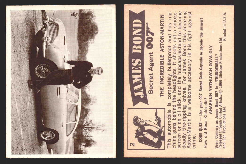 1966 James Bond 007 Thunderball Vintage Trading Cards You Pick Singles #1-66 2   The Incredible Aston Martin  - TvMovieCards.com