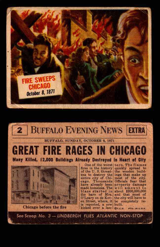1954 Scoop Newspaper Series 1 Topps Vintage Trading Cards You Pick Singles #1-78 2   Fire Sweeps Chicago  - TvMovieCards.com