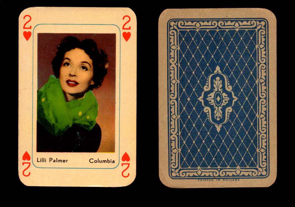 Vintage Hollywood Movie Stars Playing Cards You Pick Singles 2 - Heart - Lilli Palmer  - TvMovieCards.com