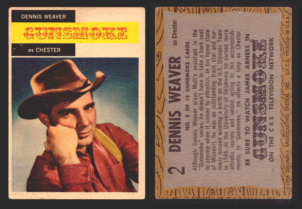1958 TV Westerns Topps Vintage Trading Cards You Pick Singles #1-71 2   Dennis Weaver as Chester  - TvMovieCards.com