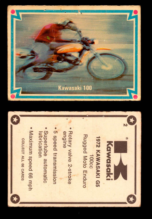 1972 Street Choppers & Hot Bikes Vintage Trading Card You Pick Singles #1-66 #2   Kawasaki 100 (creased & pin holes)  - TvMovieCards.com