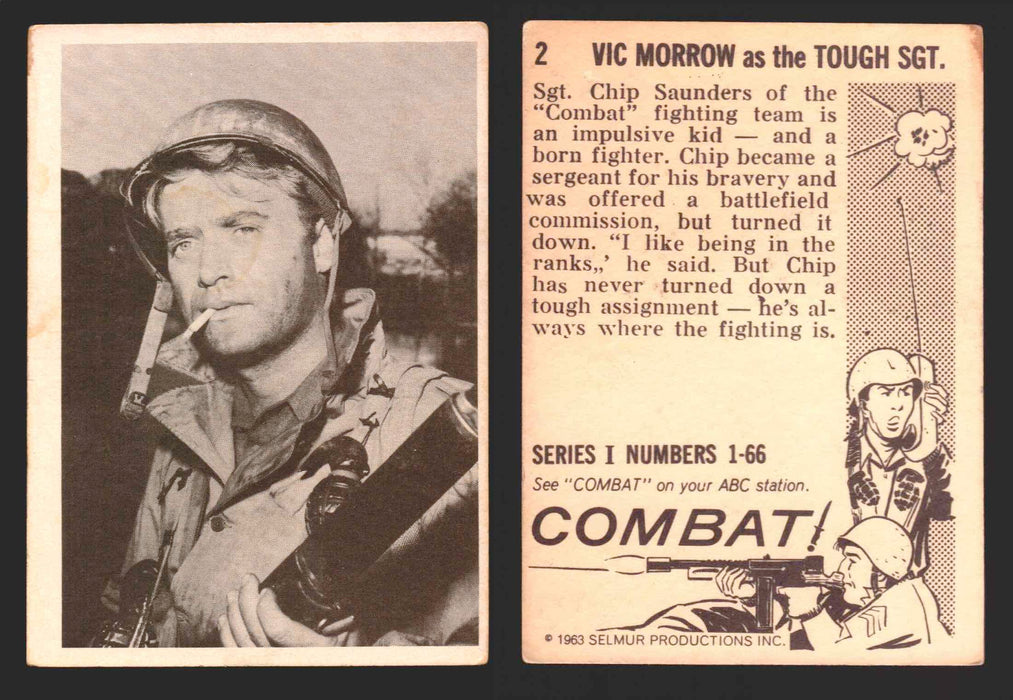 1963 Combat Series I Donruss Selmur Vintage Card You Pick Singles #1-66 2   Vic Morrow as the Tough Sgt.  - TvMovieCards.com