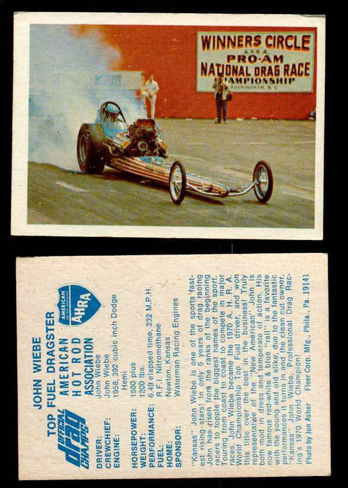AHRA Official Drag Champs 1971 Fleer Vintage Trading Cards You Pick Singles 2   John Wiebe                                       Top Fuel Dragster  - TvMovieCards.com