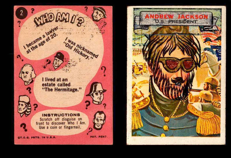 1967 Who Am I? Topps Vintage Trading Cards You Pick Singles #1-44 #2   Andrew Jackson Scratched  - TvMovieCards.com