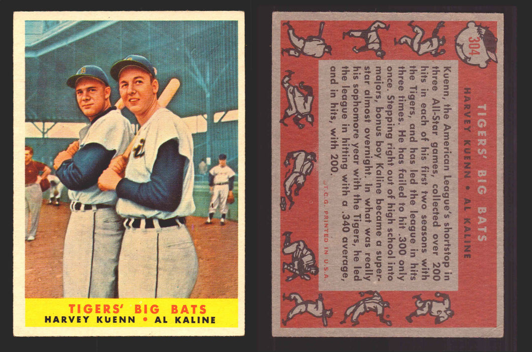 1958 Topps Baseball Trading Card You Pick Single Cards #1 - 495 EX/NM #	304	Harvey Kuenn / Al Kaline  - TvMovieCards.com