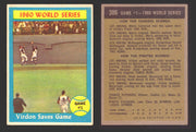 1961 Topps Baseball Trading Card You Pick Singles #300-#399 VG/EX #	306 World Series Game 1 - Virdon Saves Game  - TvMovieCards.com