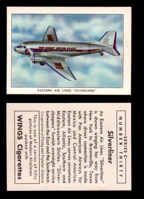 1942 Modern American Airplanes Series C Vintage Trading Cards Pick Singles #1-50 30	 	Eastern Air Lines "Silverliner"  - TvMovieCards.com