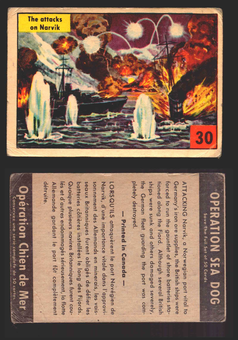 1954 Parkhurst Operation Sea Dogs You Pick Single Trading Cards #1-50 V339-9 30 The Attacks on Narvik  - TvMovieCards.com
