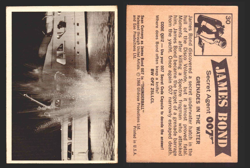 1966 James Bond 007 Thunderball Vintage Trading Cards You Pick Singles #1-66 30   Grenades In The Water  - TvMovieCards.com