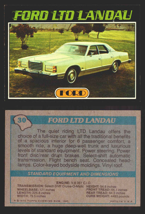 1976 Autos of 1977 Vintage Trading Cards You Pick Singles #1-99 Topps 30   Ford LTD Landau  - TvMovieCards.com