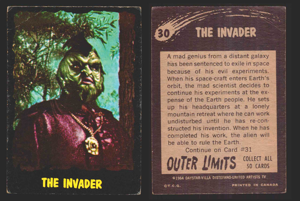1964 Outer Limits Vintage Trading Cards #1-50 You Pick Singles O-Pee-Chee OPC 30   The Invader  - TvMovieCards.com