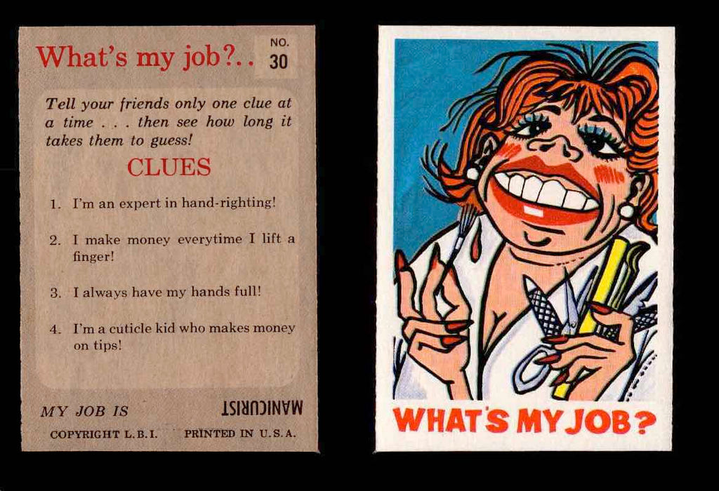 1965 What's my Job? Leaf Vintage Trading Cards You Pick Singles #1-72 #30  - TvMovieCards.com