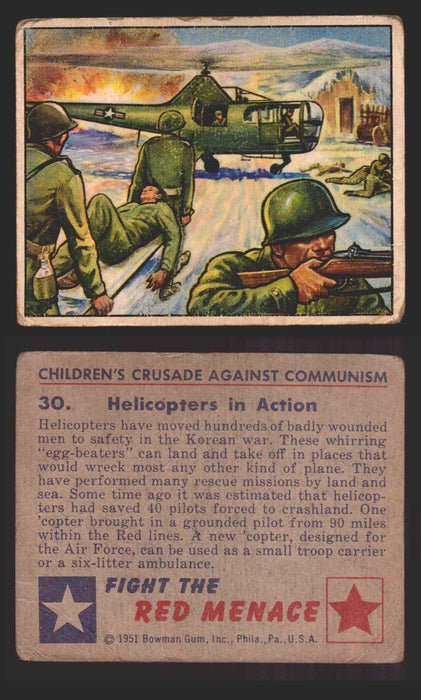1951 Red Menace Vintage Trading Cards #1-48 You Pick Singles Bowman Gum 30   Helicopters in Action  - TvMovieCards.com