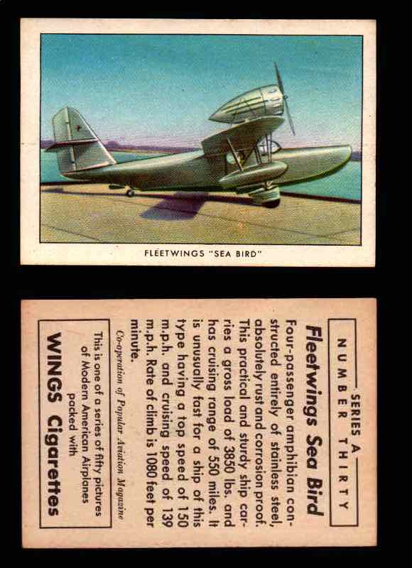 1940 Modern American Airplanes Series A Vintage Trading Cards Pick Singles #1-50 30 Fleetwings “Sea Bird”  - TvMovieCards.com