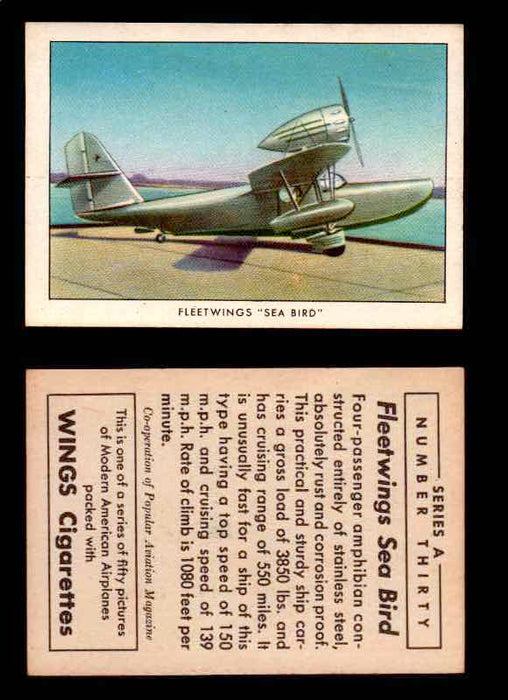 1940 Modern American Airplanes Series A Vintage Trading Cards Pick Singles #1-50 30 Fleetwings “Sea Bird”  - TvMovieCards.com