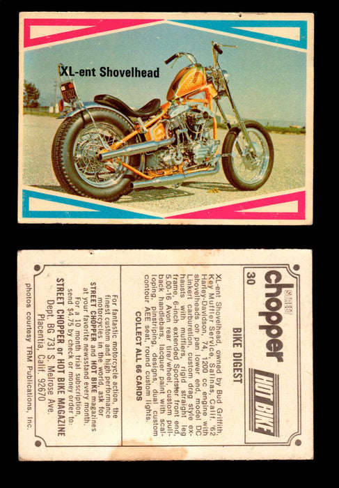 1972 Street Choppers & Hot Bikes Vintage Trading Card You Pick Singles #1-66 #30   XL-ent Shovelhead (pin holes)  - TvMovieCards.com