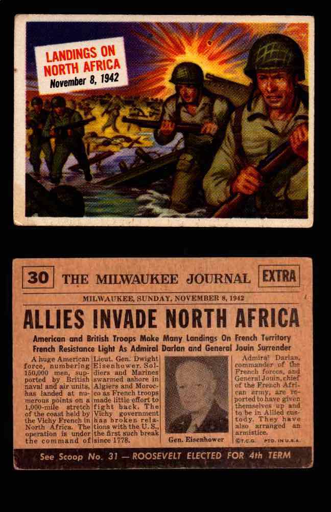 1954 Scoop Newspaper Series 1 Topps Vintage Trading Cards You Pick Singles #1-78 30   Landings on North Africa  - TvMovieCards.com