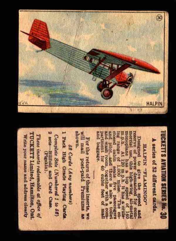 1929 Tucketts Aviation Series 1 Vintage Trading Cards You Pick Singles #1-52 #30 Halpin Flamingo  - TvMovieCards.com