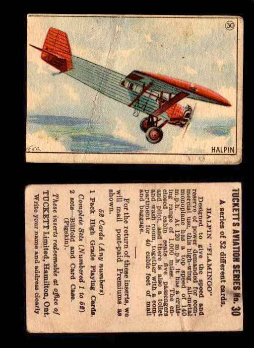 1929 Tucketts Aviation Series 1 Vintage Trading Cards You Pick Singles #1-52 #30 Halpin Flamingo  - TvMovieCards.com
