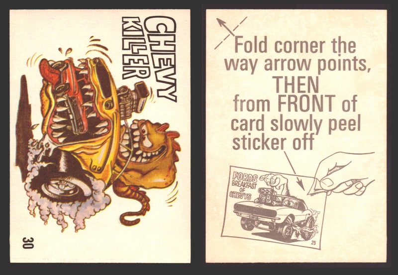 1969 Odd Rods Vintage Sticker Trading Cards #1-#44 You Pick Singles Donruss #	30	Chevy Killer  - TvMovieCards.com