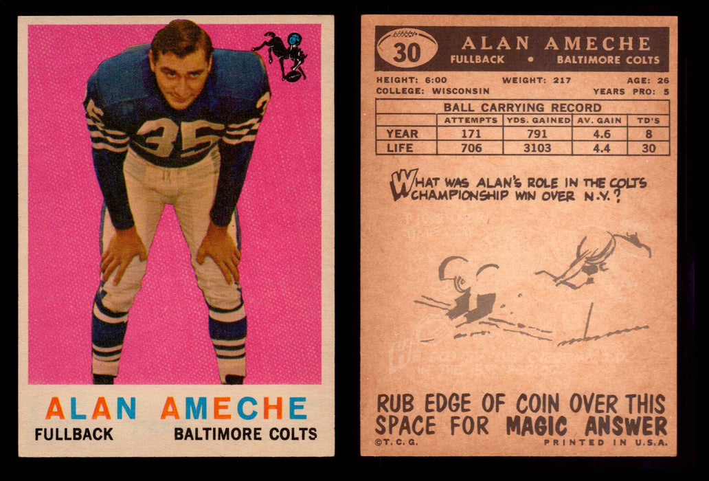 1959 Topps Football Trading Card You Pick Singles #1-#176 VG/EX #	30	Alan Amache  - TvMovieCards.com