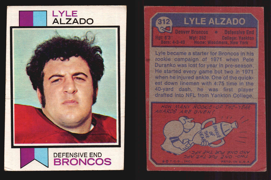 1973 Topps Football Trading Card You Pick Singles #1-#528 G/VG/EX #	312	Lyle Alzado  - TvMovieCards.com