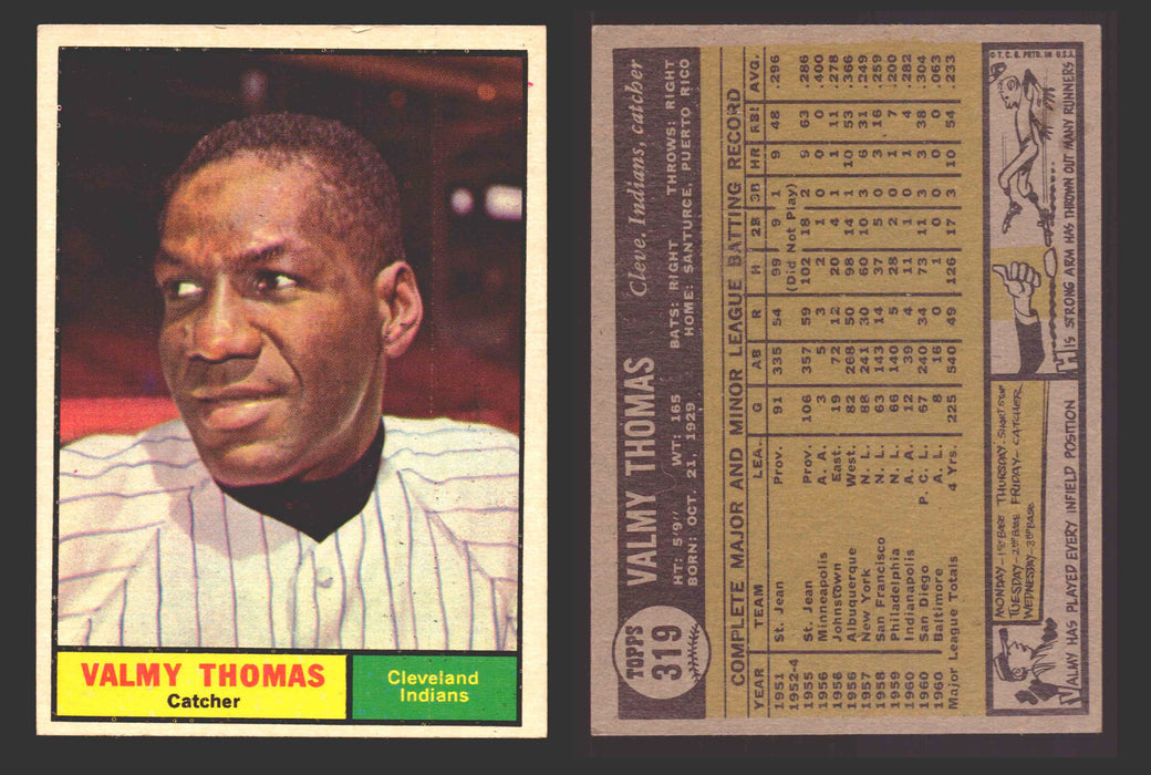 1961 Topps Baseball Trading Card You Pick Singles #300-#399 VG/EX #	319 Valmy Thomas - Cleveland Indians  - TvMovieCards.com