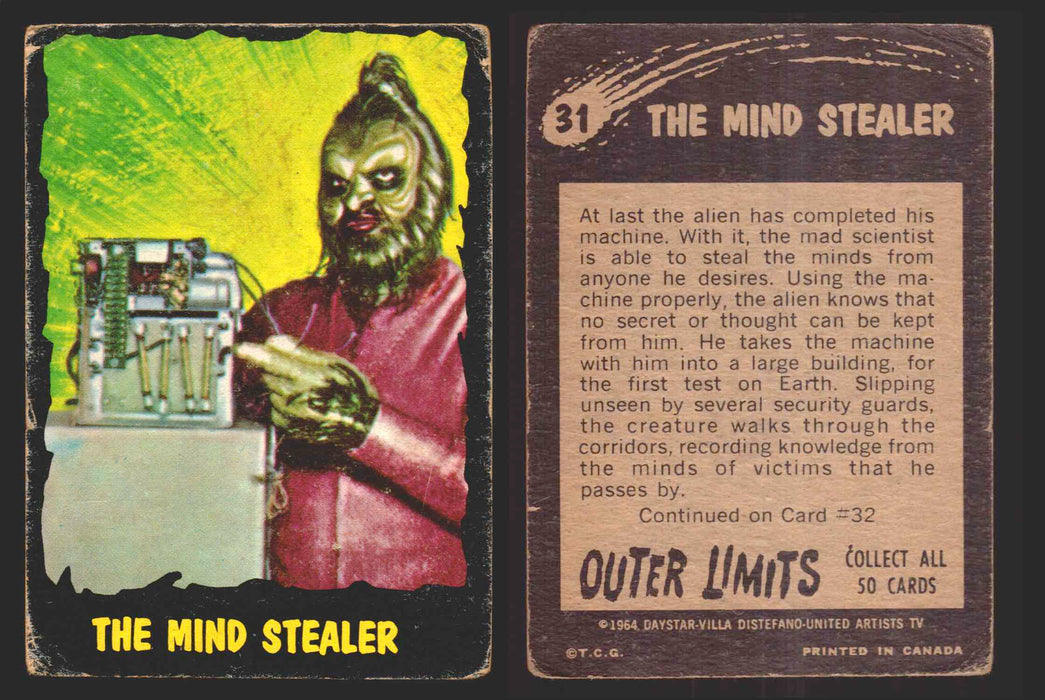 1964 Outer Limits Vintage Trading Cards #1-50 You Pick Singles O-Pee-Chee OPC 31   The Mind Stealer  - TvMovieCards.com