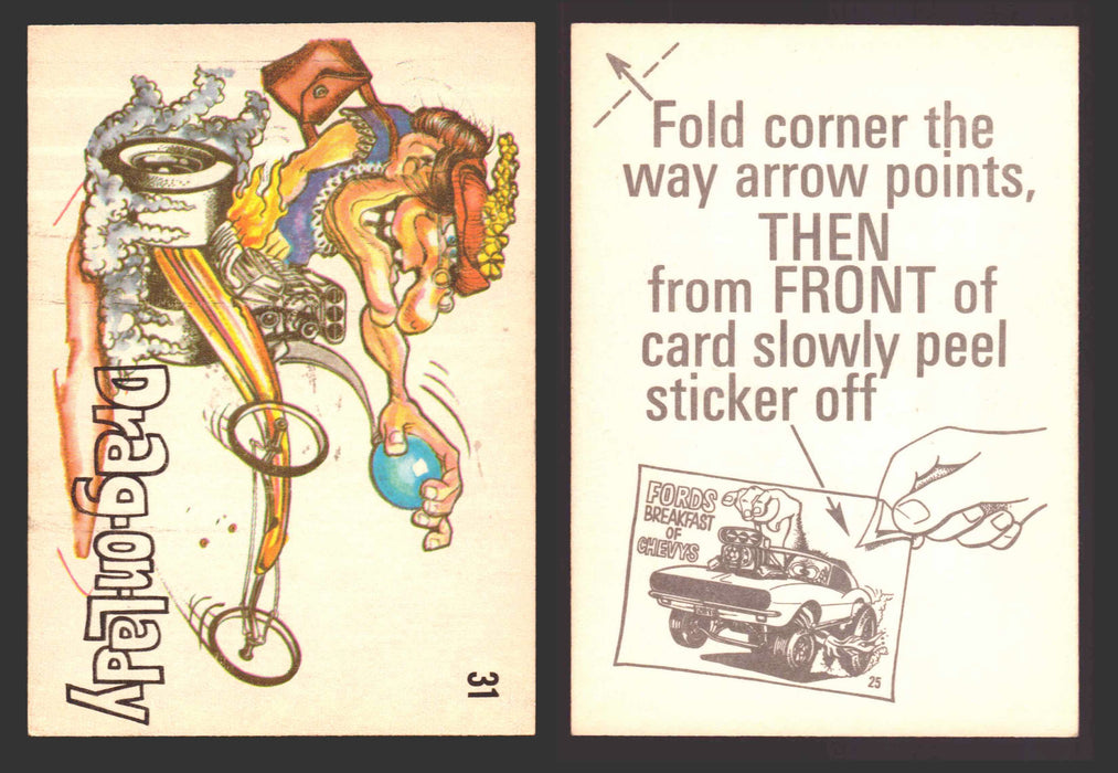 1969 Odd Rods Vintage Sticker Trading Cards #1-#44 You Pick Singles Donruss #	31	Drag-On-Lady  - TvMovieCards.com