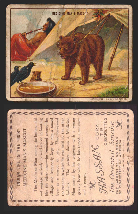 1910 T73 Hassan Cigarettes Indian Life In The 60's Tobacco Trading Cards Singles #31 Medicine Man's Mascot  - TvMovieCards.com