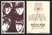 Beatles A Hard Days Night Movie Topps 1964 Vintage Trading Card You Pick Singles #31  - TvMovieCards.com