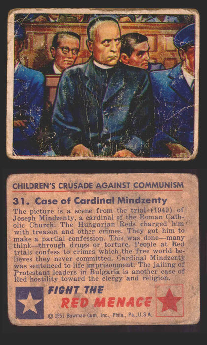 1951 Red Menace Vintage Trading Cards #1-48 You Pick Singles Bowman Gum 31   Case of Cardinal Mindzenty  - TvMovieCards.com