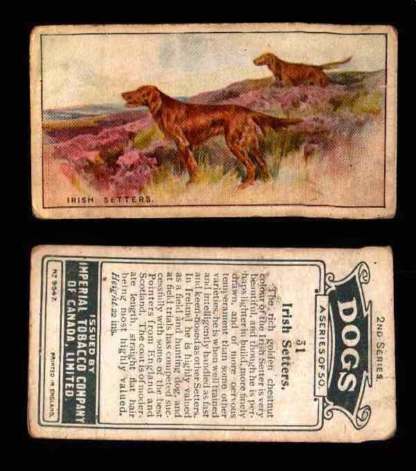 1925 Dogs 2nd Series Imperial Tobacco Vintage Trading Cards U Pick Singles #1-50 #31 Irish Setter  - TvMovieCards.com