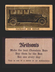 1920s Neilson's Chocolate Automobile Vintage Trading Cards U Pick Singles #1-40 #31 Packard Six Sedan  - TvMovieCards.com