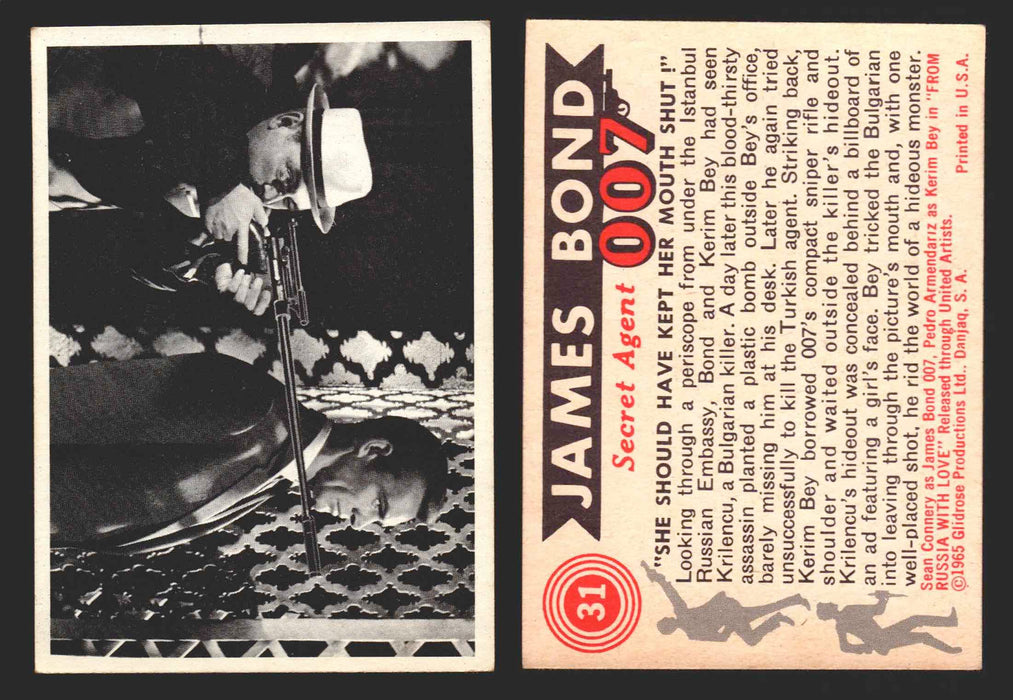 1965 James Bond 007 Glidrose Vintage Trading Cards You Pick Singles #1-66 31   "She Should Have Kept Her Mouth Shut"  - TvMovieCards.com