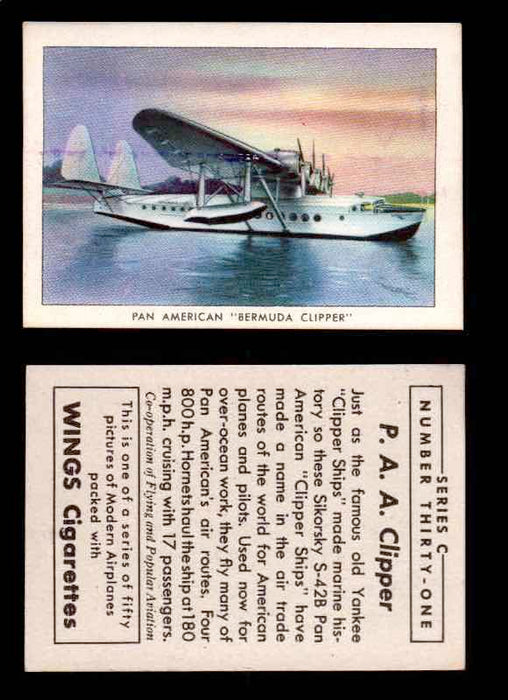 1942 Modern American Airplanes Series C Vintage Trading Cards Pick Singles #1-50 31	 	Pan American "Bermuda Clipper"  - TvMovieCards.com