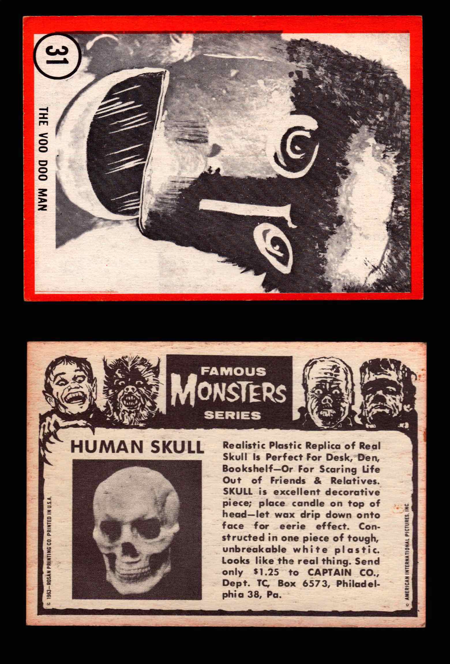 Famous Monsters 1963 Vintage Trading Cards You Pick Singles #1-64