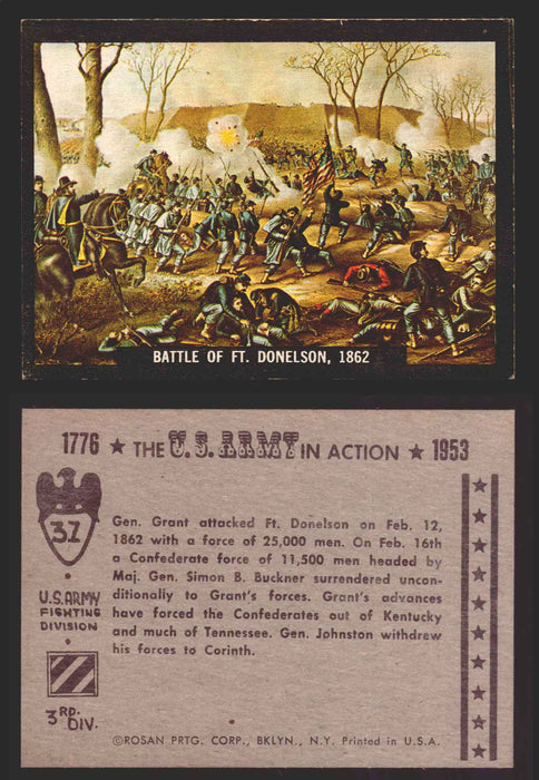 1961 The U.S. Army in Action 1776-1953 Trading Cards You Pick Singles #1-64 31   Battle of Ft. Donelson 1862  - TvMovieCards.com