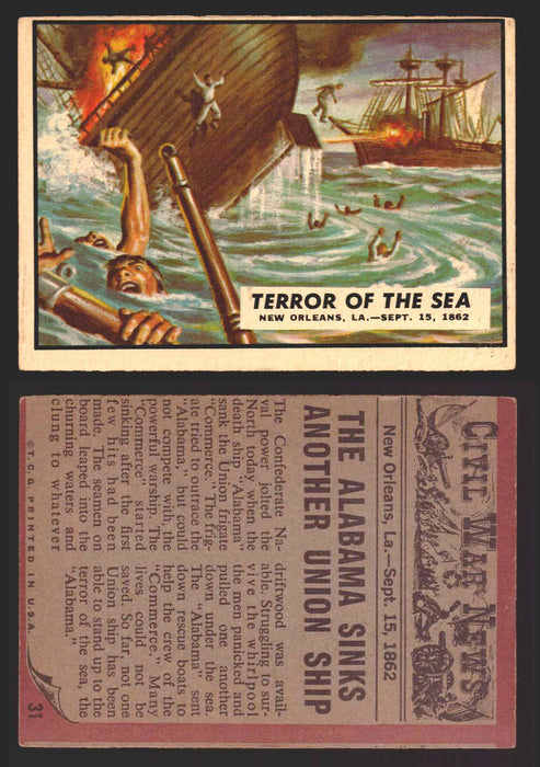 1962 Civil War News Topps TCG Trading Card You Pick Single Cards #1 - 88 31   Terror of the Sea  - TvMovieCards.com