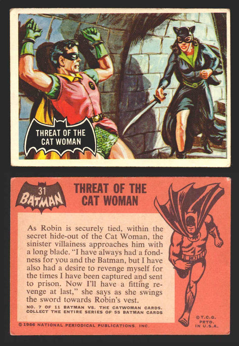 1966 Batman (Black Bat) Vintage Trading Card You Pick Singles #1-55 #	 31   Threat of the Cat Woman  - TvMovieCards.com