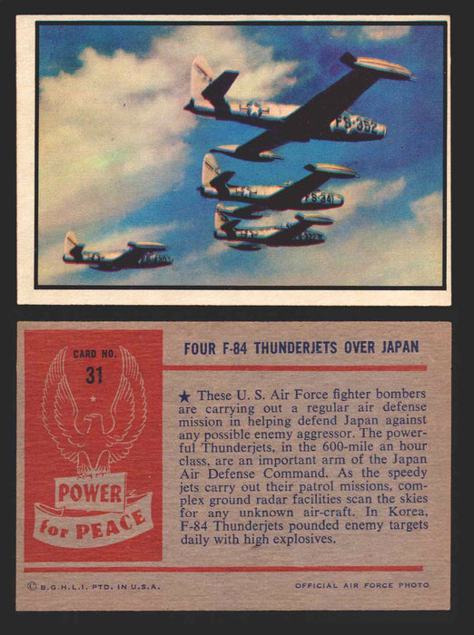 1954 Power For Peace Vintage Trading Cards You Pick Singles #1-96 31   Four F-84 Thunderjets Over Japan  - TvMovieCards.com