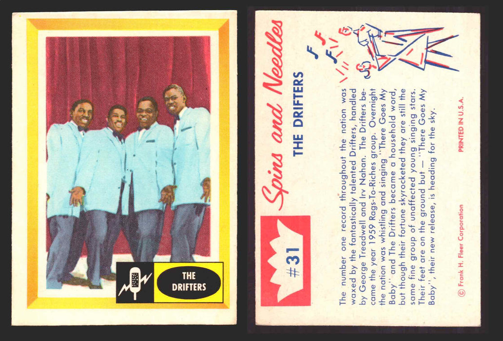 1960 Spins and Needles Vintage Trading Cards You Pick Singles #1-#80 Fleer 31   The Drifters  - TvMovieCards.com